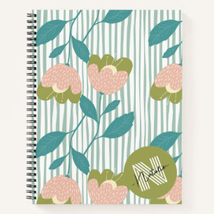 Lovely elegant watercolor floral greenery chic notebook