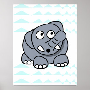 lovely elephant on chevron background Nursery baby Poster