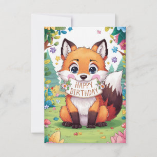 Lovely Enchanted Fox Birthday card