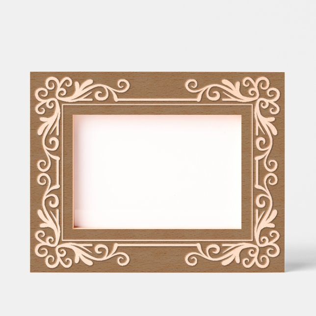 Lovely Etched Wooden Frame Engraved Frames (Front)