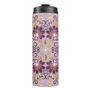 Lovely ethnic indian flowers. Beautiful ornament. Thermal Tumbler
