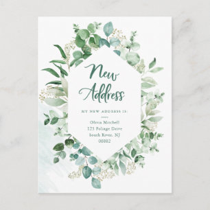 Lovely Eucalyptus Geometric Moving Announcement Postcard
