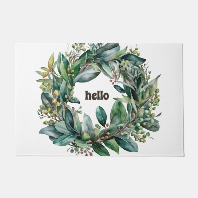 Lovely Eucalyptus Leaf Wreath, Greenery Doormat (Front)
