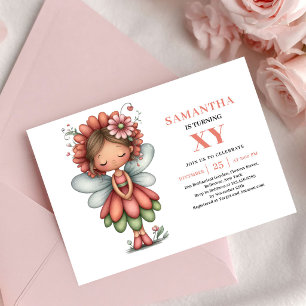 Lovely Fairy Girl Birthday Pink Floral Pastel  Invitation