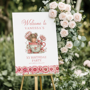 Lovely Fairy Girl Blush Floral Birthday Welcome  Poster