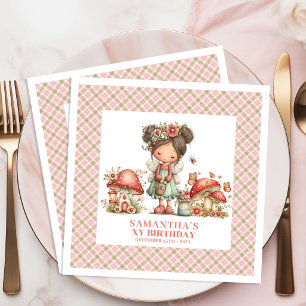 Lovely Fairy Pink Floral Cottagecore Birthday Part Napkin