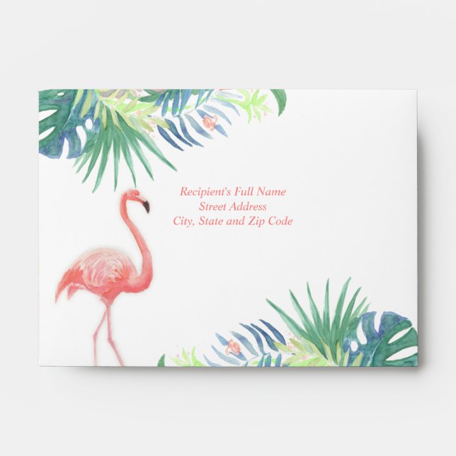 Lovely Fairy Tale For Two Flamingo Tropical Flower Envelope (Front)