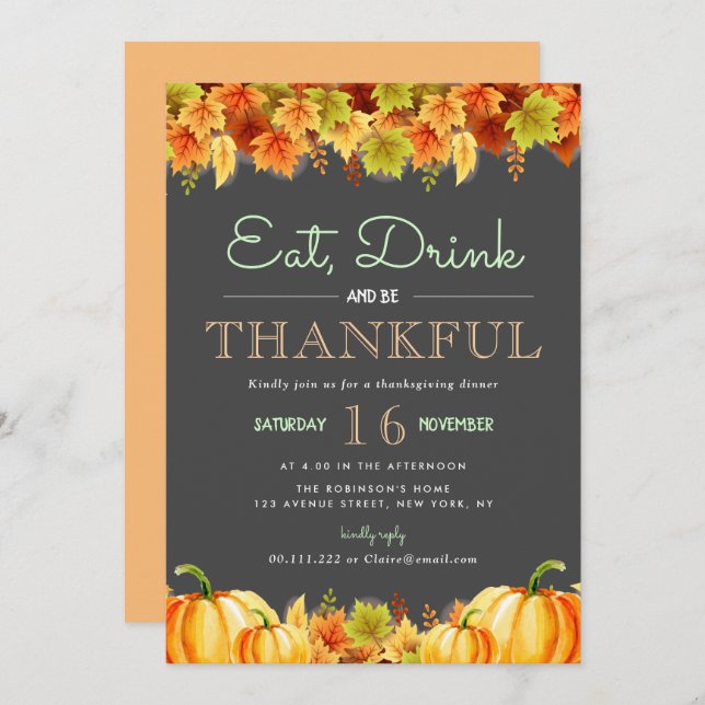 Lovely Fall foliage thanksgiving dinner Invitation (Front/Back)