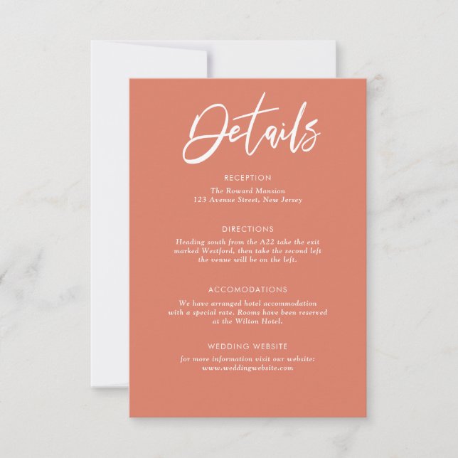 Lovely fall wedding details card (Front)
