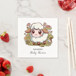 Lovely Farmyard Sheep Baby Shower Napkin