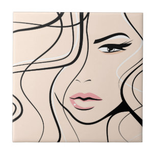 Lovely female face tile