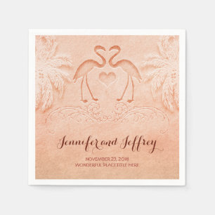 Lovely flamingo couple beach wedding paper napkins