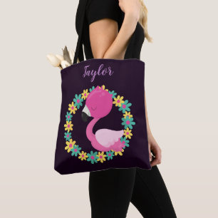 Lovely Flamingo Floral Tote Bag