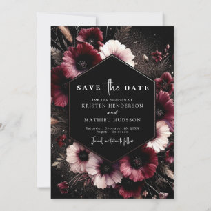 Lovely Floral Burgundy Wedding Save The Date