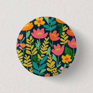 Lovely floral colourful field 3 cm round badge