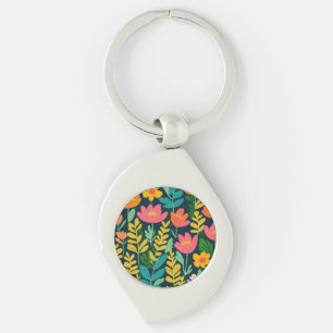 Lovely floral colourful field key ring