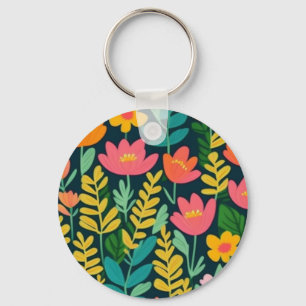 Lovely floral colourful field key ring