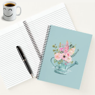Lovely floral gift script monogrammed Blue Notebook