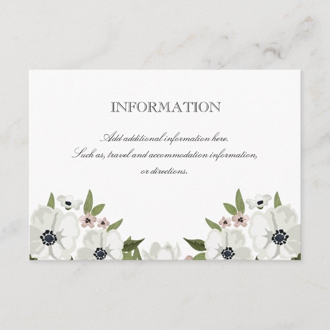 Lovely Floral Information Card (Front)