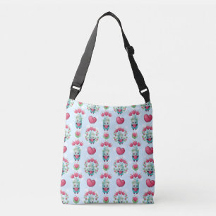 Lovely Floral Mason Jar Hearts Pattern Crossbody Bag