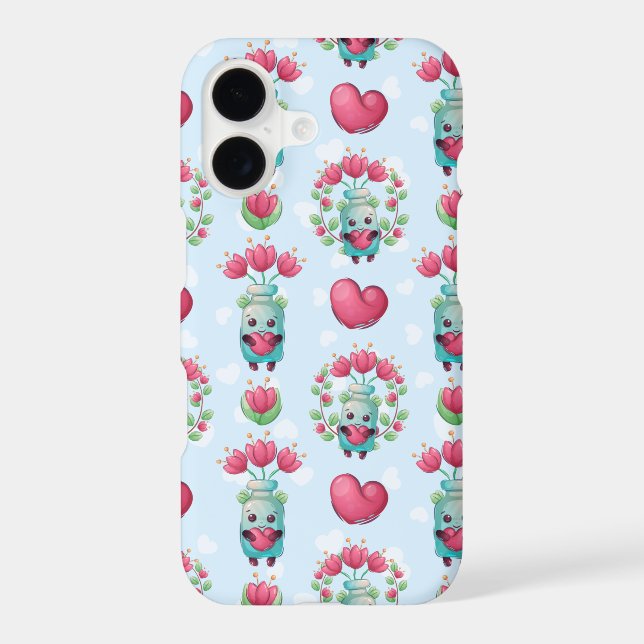 Lovely Floral Mason Jar Hearts Pattern iPhone Case (Back)