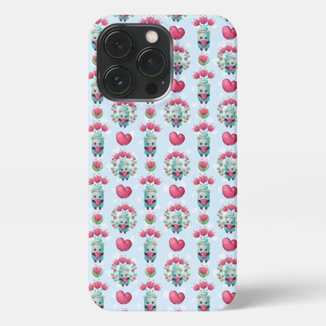 Lovely Floral Mason Jar Hearts Pattern iPhone Case (Back)