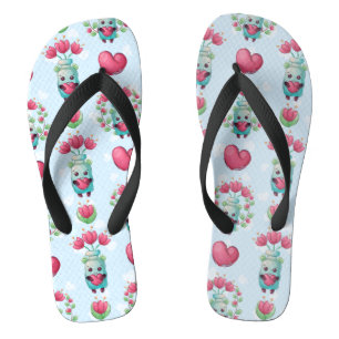 Lovely Floral Mason Jar Hearts Pattern Jandals