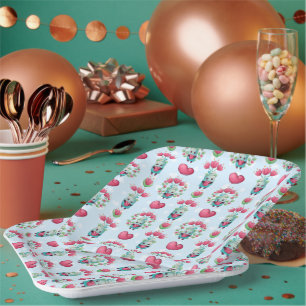 Lovely Floral Mason Jar Hearts Pattern Paper Plate