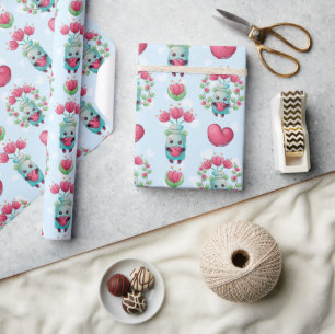 Lovely Floral Mason Jar Hearts Pattern Wrapping Paper