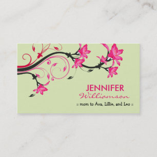 Lovely Floral Mummy Calling Card :: green/pink