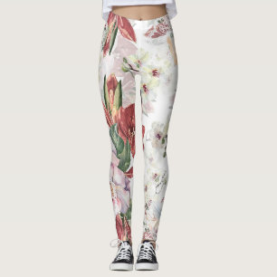 Lovely floral pattern Burgundy and lace cute Leggings