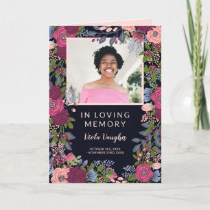 Lovely Floral Photo Funeral Program Invitation