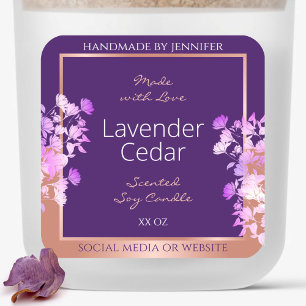 Lovely Floral Product Labels Purple and Rose Gold