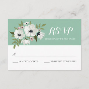 Lovely Floral RSVP Card - mint