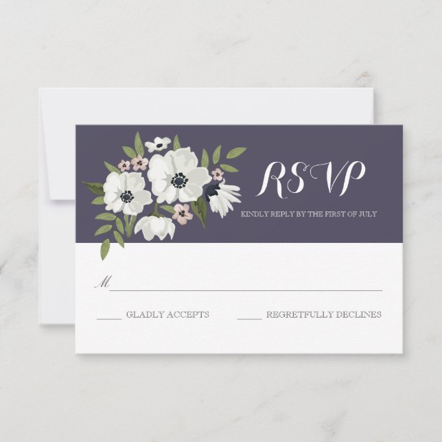 Lovely Floral RSVP Card - purple (Front)