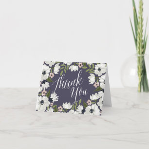 Lovely Floral Thank You Note Card - purple