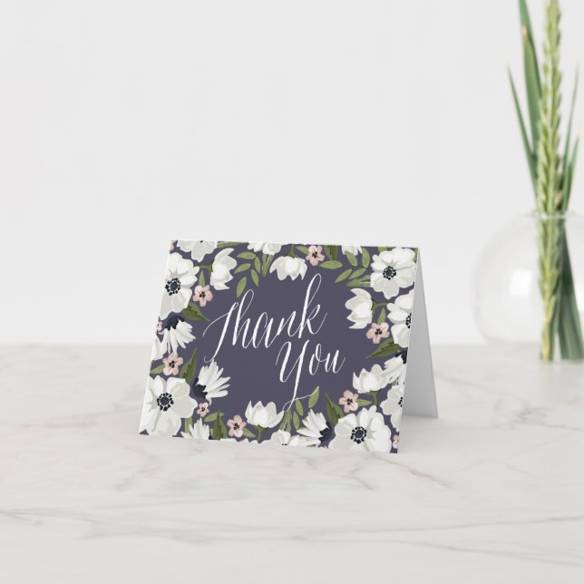 Lovely Floral Thank You Note Card - purple (Front)