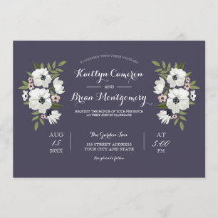 Lovely Floral Wedding Invitation -purple