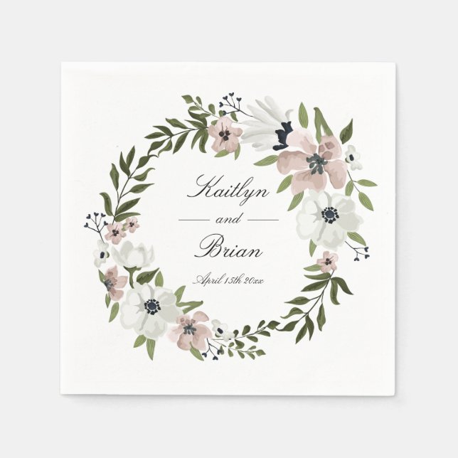 Lovely Floral Wedding Napkin (Front)