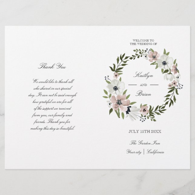 Lovely Floral - wedding program (Front)