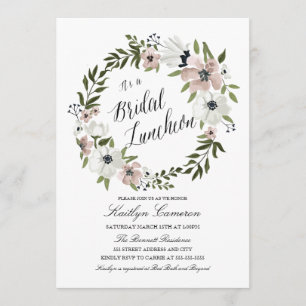 Lovely Floral Wreath- Bridal Luncheon Invitation