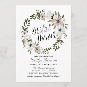 Lovely Floral Wreath- Bridal Shower Invitation