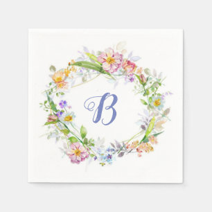 Lovely Floral Wreath Monogram Napkin