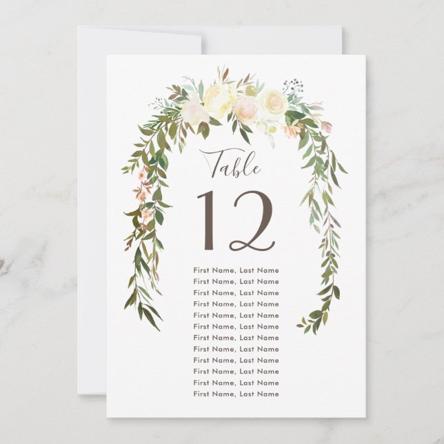 Lovely Florals | Watercolor Individual Table Cards (Front)