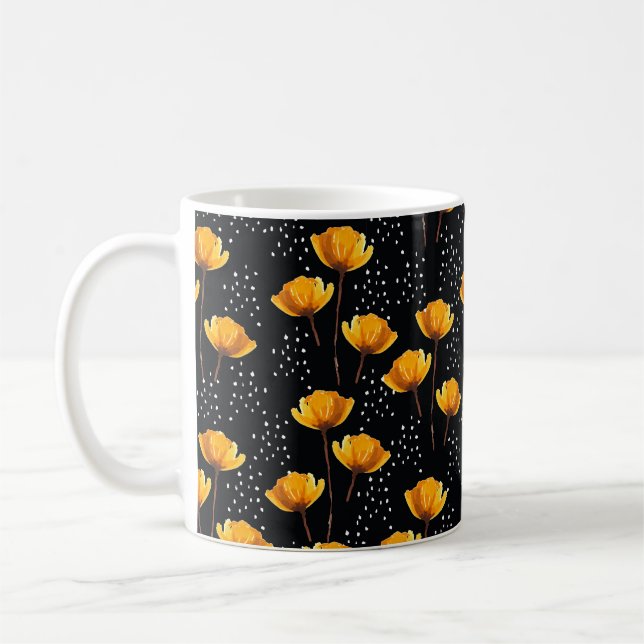 Lovely flower and polka dots illustration pattern coffee mug (Left)