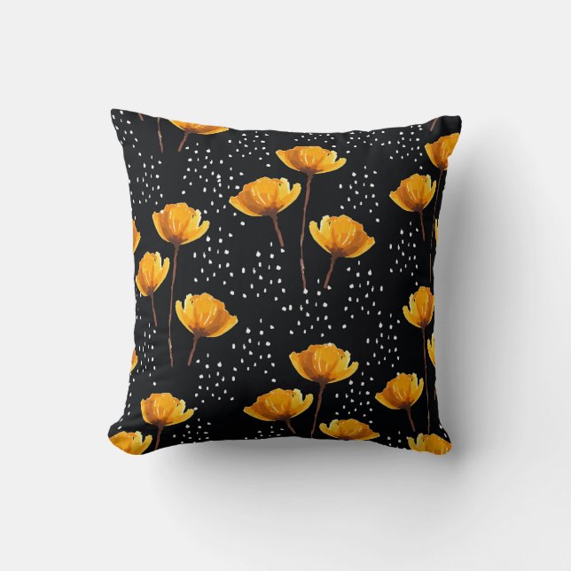 Lovely flower and polka dots illustration pattern cushion (Front)