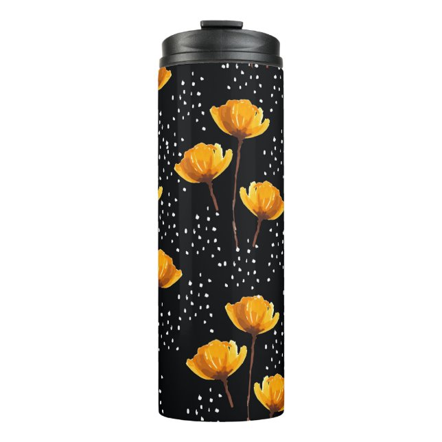 Lovely flower and polka dots illustration pattern thermal tumbler (Front)