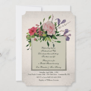 Lovely Flower Cluster Corner Invitation