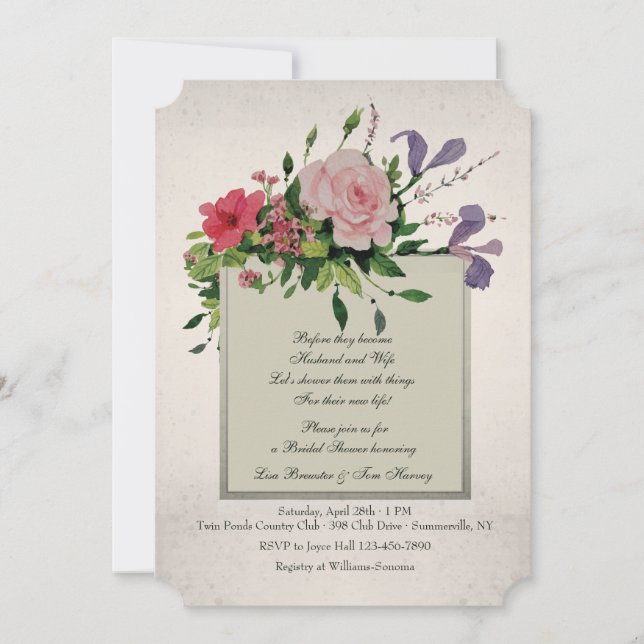 Lovely Flower Cluster Corner Invitation (Front)