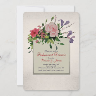 Lovely Flower Cluster Corner Rehearsal Invitation